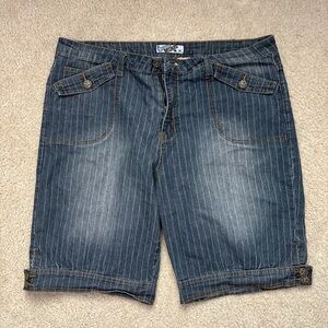 Crest Blue Pinstriped Jean Shorts for Men